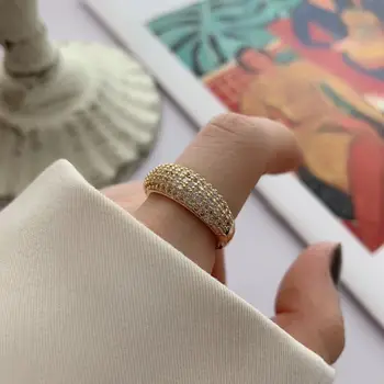 

Korea Hot Sale Fashion Jewelry Exquisite Luxury Copper Inlaid Zircon Simple Circular Opening Adjustable Female Index Finger Ring
