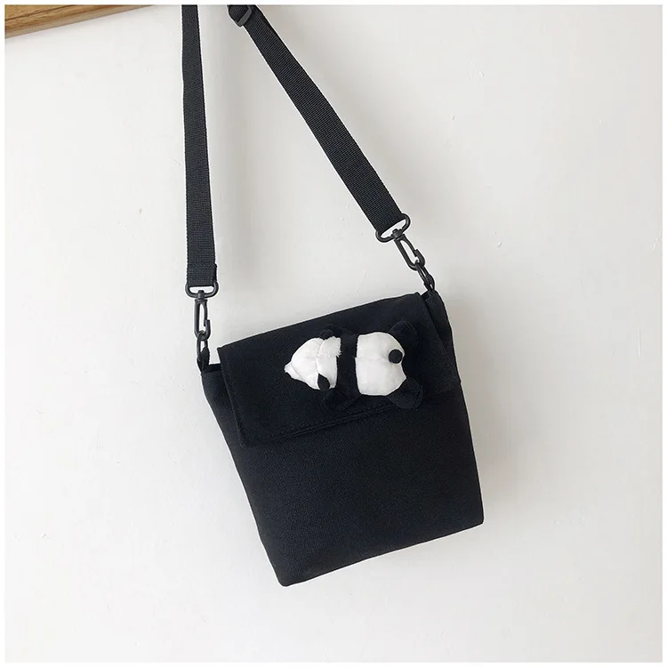 New Style INS Simple Literature And Art College Style Cross-body GIRL'S MORI Series Canvas Bag Fashion Red Panda Accessorie