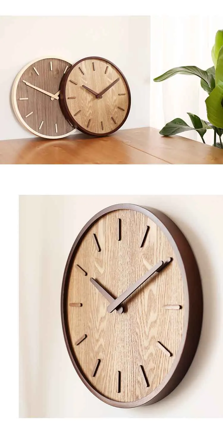 Creative Large Bamboo Wood Wall Clock Simple Modern Design