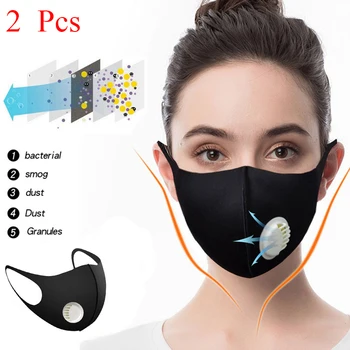 

2020 New 2PCS Anti PM2.5 Cotton Anti Haze Anti-dust Mask Activated Carbon Filter Respirator Mouth-muffle With Valve