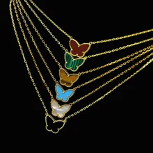 Подвески в форме цветов с натуральным камнем, кулон-бабочка, эффектное ожерелье для женщин, аксессуары, роскошные брендовые ювелирные изделия