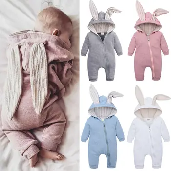 

2019 new Easter newborn baby boy girl romper autumn winter warm comfortable jumpsuit cute rabbit ears baby hooded clothes