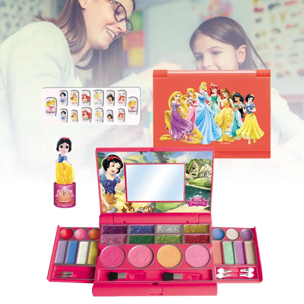 Disney Children's Princess Cosmetic And Moveable Makeup For Cosmetics Set Toy Make Up Kits Cute Play House Children Gift