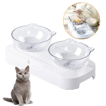

Non-slip Cat Bowl Double Pet Bowls With Raised Stand Pet Food and Water Bowls For Cats Dogs Feeder Pet Product Cat Bowl Dropship