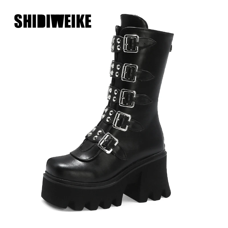 buckle platform boots