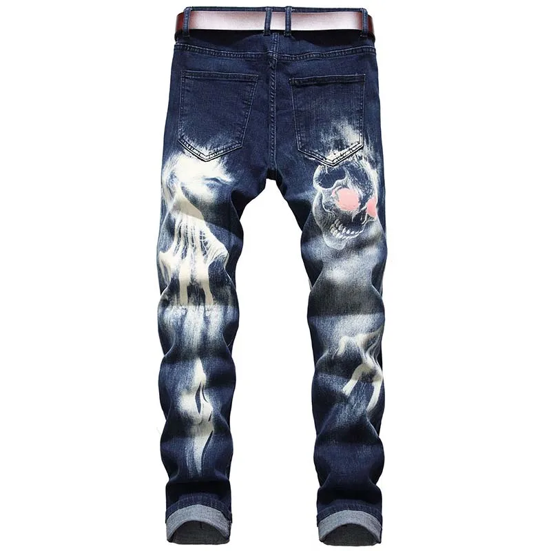 KIOVNO Men Stretch Colorful Jeans 3D Pattern Denim Trousers Streetwear Pants For Male Slim Fit Denim Trousers Hip Hop  (11)