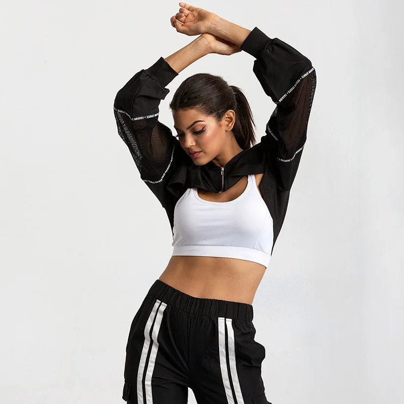 Fitshinling Athleisure, осень, женские толстовки с капюшоном, сетка, пэчворк, Черный свитшот, Женская толстовка с капюшоном, с буквенным принтом, укороченное худи, Новинка