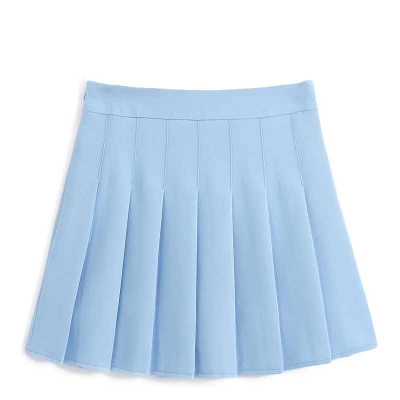 Women Fashion Skirts 2019 Mini Skirt Solid Color Slim Thin High Waist Zipped Safe Classical Girls Tennis Pleated Women Skirts GM