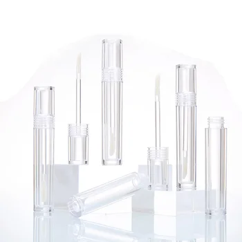 

5ml Round Transparent Empty Lip Gloss Tubes Refillable Lip Glaze Lip Balm Wand Tube With Rubber Inserts Eyeshadow Brush Bottles