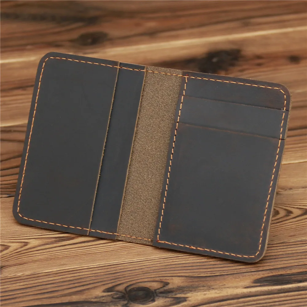 Credit Card Wallet Purse Card Holders Leather Men Wallet 100% Genuine Retro Crazy Horse Leather