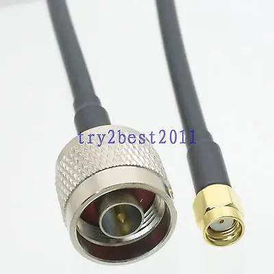 

DHL/EMS 5 Sets*KSR195 N plug pin to RP-SMA jack pin Straight RF Jumper pigtail Cable 10M -C1
