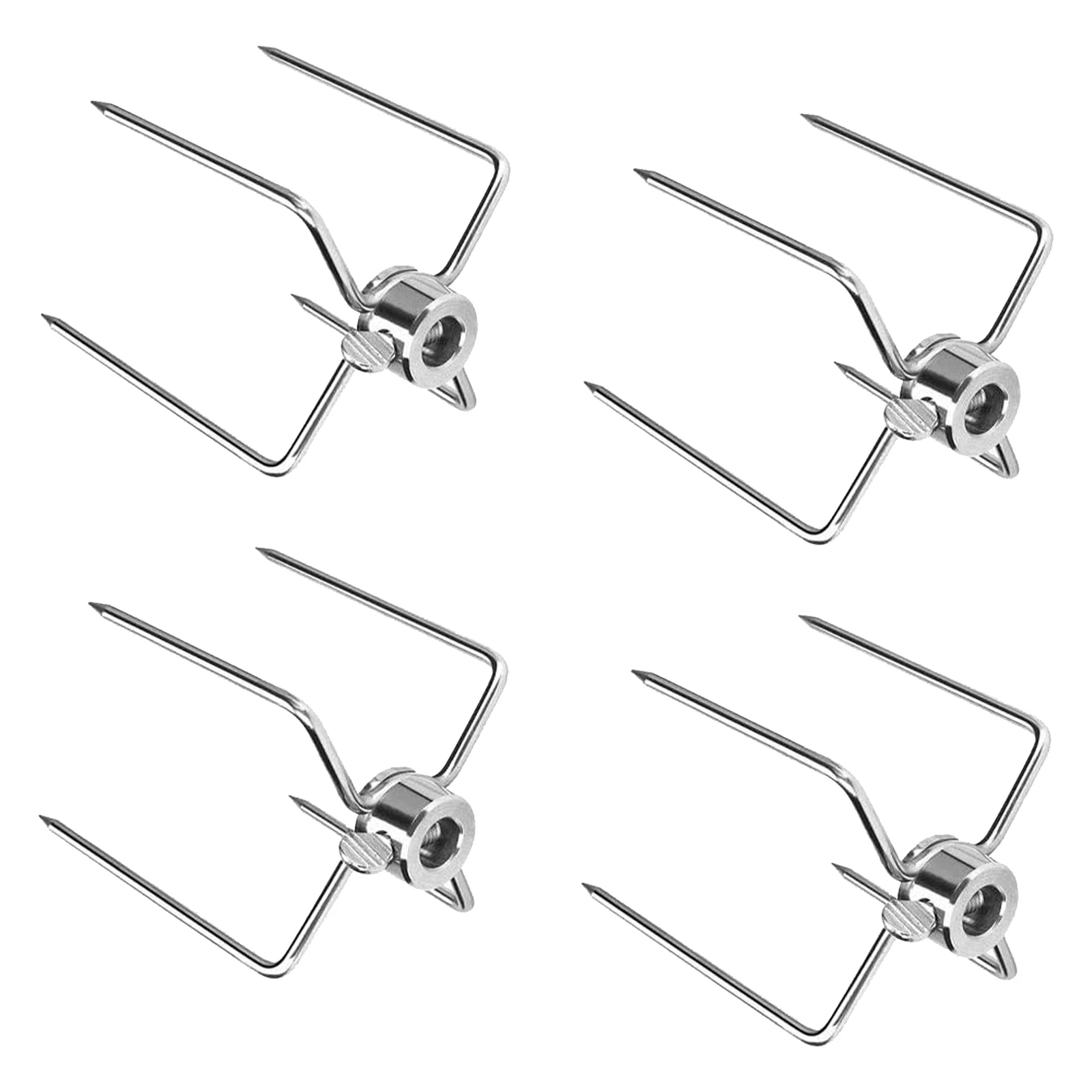 4 Pcs/ Set Rotisserie BBQ Forks Stainless Steel Spit BBQ Forks Charcoal