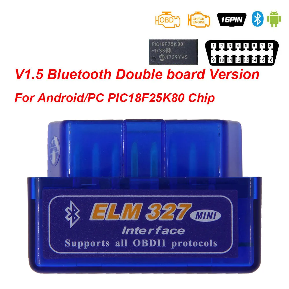 Супер Мини ELM 327 V1.5 PIC18F25K80 obd2 сканер Bluetooth ELM327 V1.5 1,5 OBD 2 OBD2 автомобильный диагностический инструмент ODB2 считыватель кодов