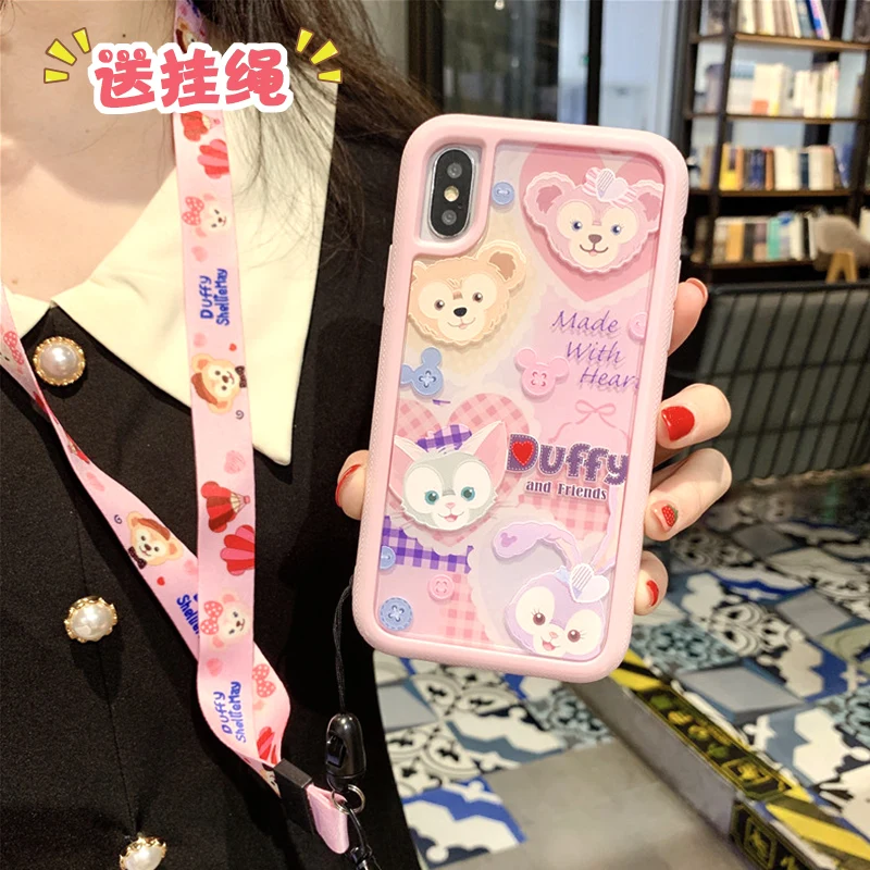 Для iPhone XS Max Duffy 2в1 чехол на заднюю панель с рисунком love для iPhone X XR 7 8 6s Plus волнистый противоударный чехол 6s 8plus+ длинный ремешок