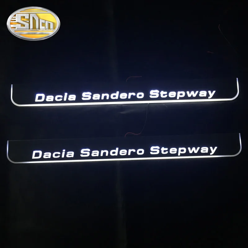 SNCN 4 шт. Автомобильная дверь с электроприводом подоконник для dacia Sandero Stepway 2010- ультратонкий акриловый Динамический светодиодный приветственный свет Накладка на порог двери