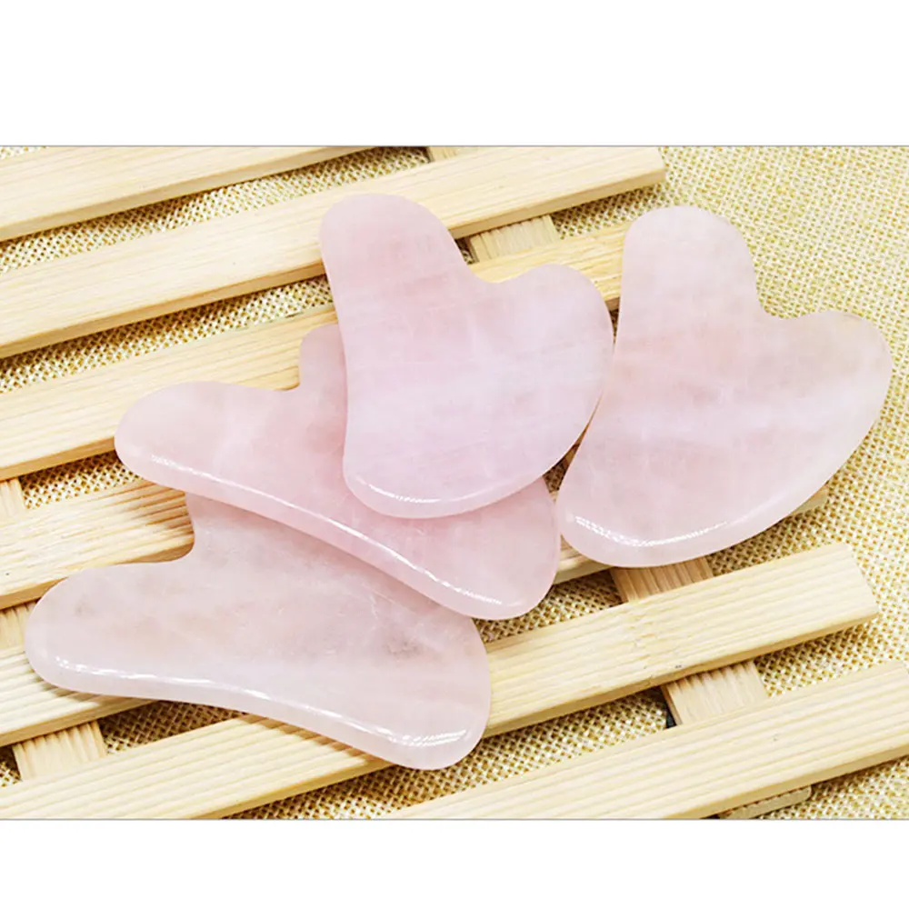Натуральный розовый кварц Gua Sha доска массажер для лица иглоукалывание выскабливание нефрита массаж тела антивозрастной боли уход за лицом инструменты