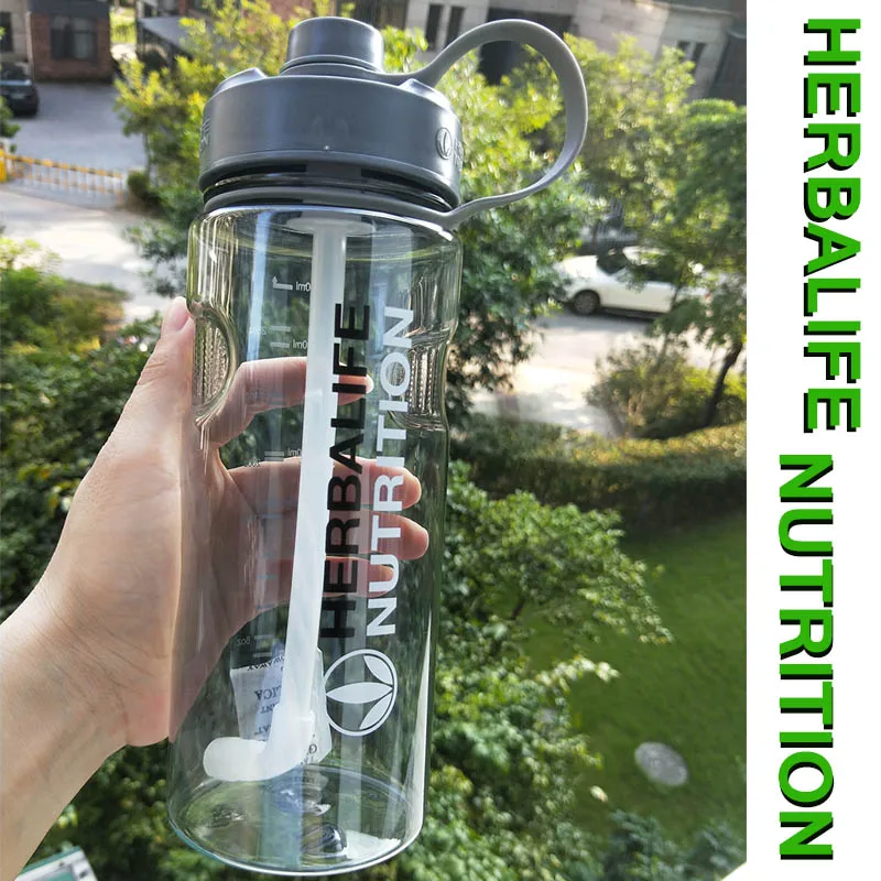 gray Высокое качество 1000 мл Herbalife питание пищевой пластик Спортивное пространство для питья соломенная бутылка для воды с крышкой шкала Марка - Цвет: gray