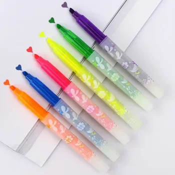 

6pcs/lot Creative 6 Color Mildliner Highlighter Pen Markers Pen Set Pastel Liquid Chalk Marker Fluorescentes Pen 04401
