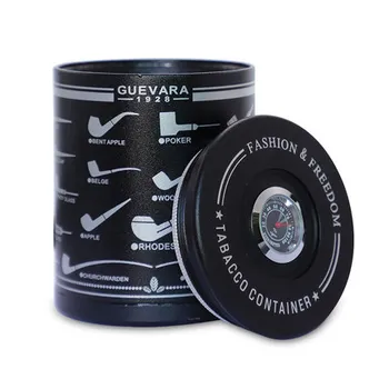 

Black Tobacco box Cigarette Accessories Storage protection Case With hygrometer thermometer Sealed container tank Fashion Gift