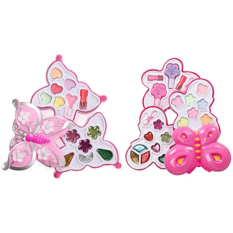 Kids Make Up Toy Set Pretend Play Big Butterfly Princess Makeup Safety Non-toxic Kit Toys for Girls Dressing Cosmetic Girl Gifts