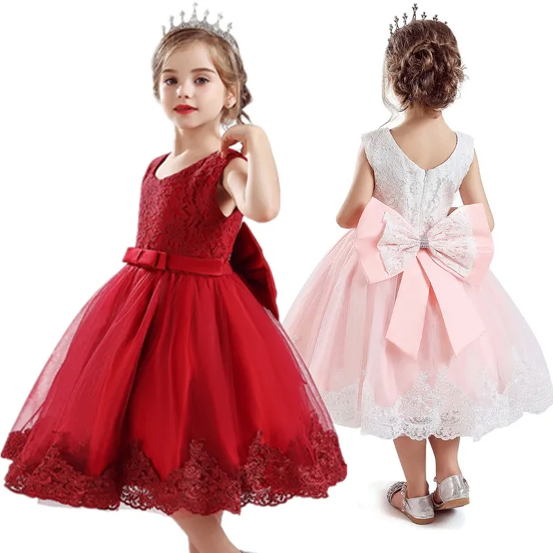 

Red Christmas Princess Girl Dress Toddler Baby Girl Dress Bow Tutu Birthday Party Dress Children Girls Lace Frocks Kids Clothes