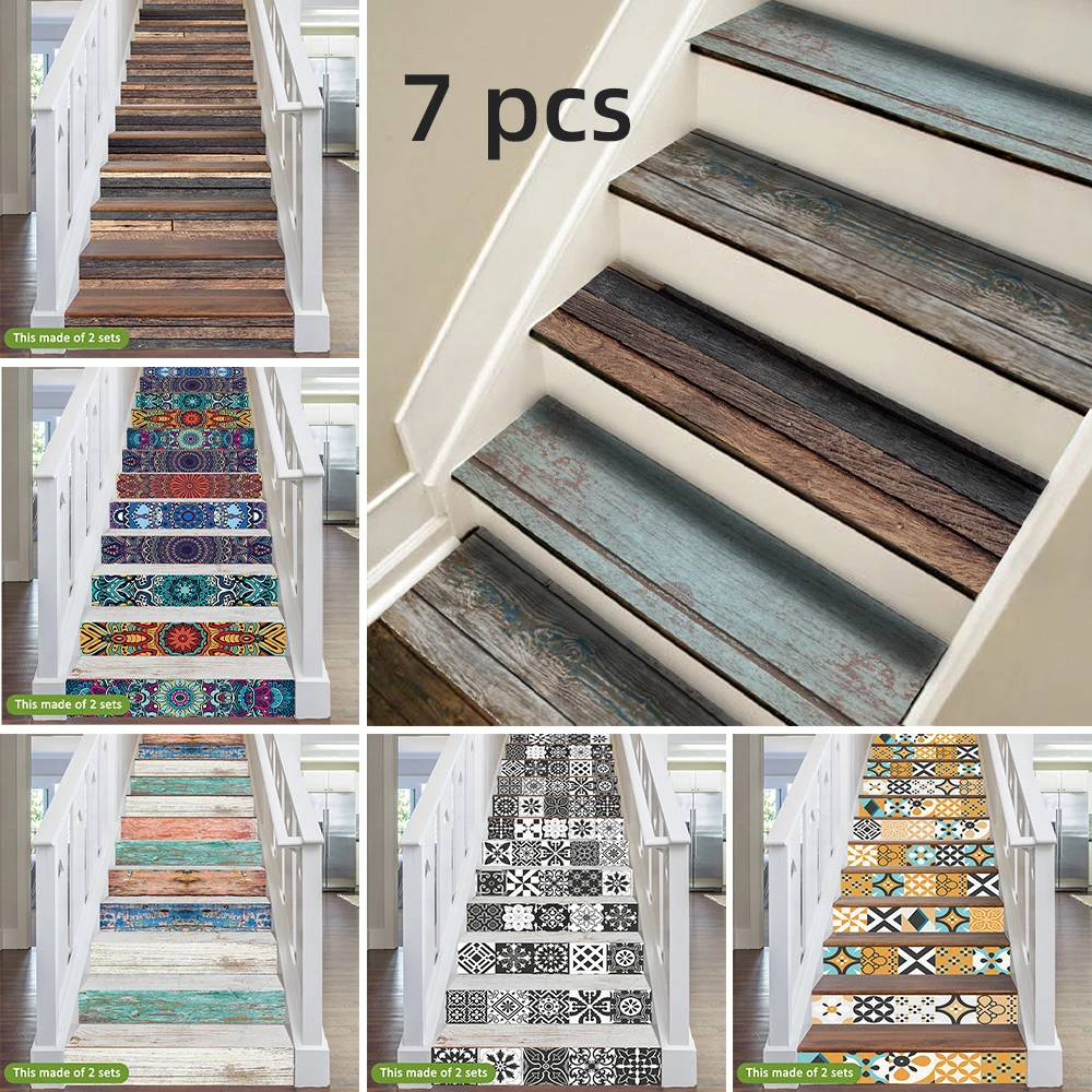 Funlife®18x100cmx7pcs 24 стиль лестницы стикер водонепроницаемый самоклеющийся ПВХ