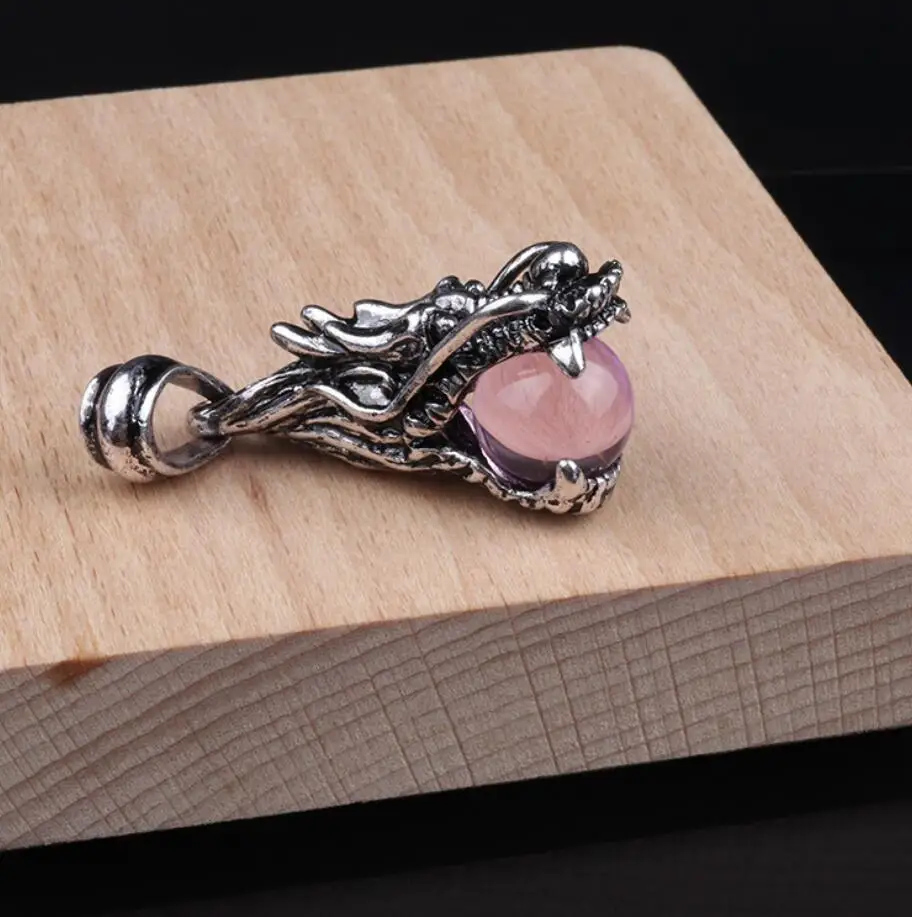 Pink Модное ожерелье для пары унисекс простой дикий Дракон ожерелье с подвеской в форме головы ювелирные изделия подарок на праздник Кулон - Окраска металла: Pink