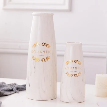 

1pc Marbled Cearamic Vase Olive Branch Flower Vase Home Decor Water Planting Container Wedding Gift