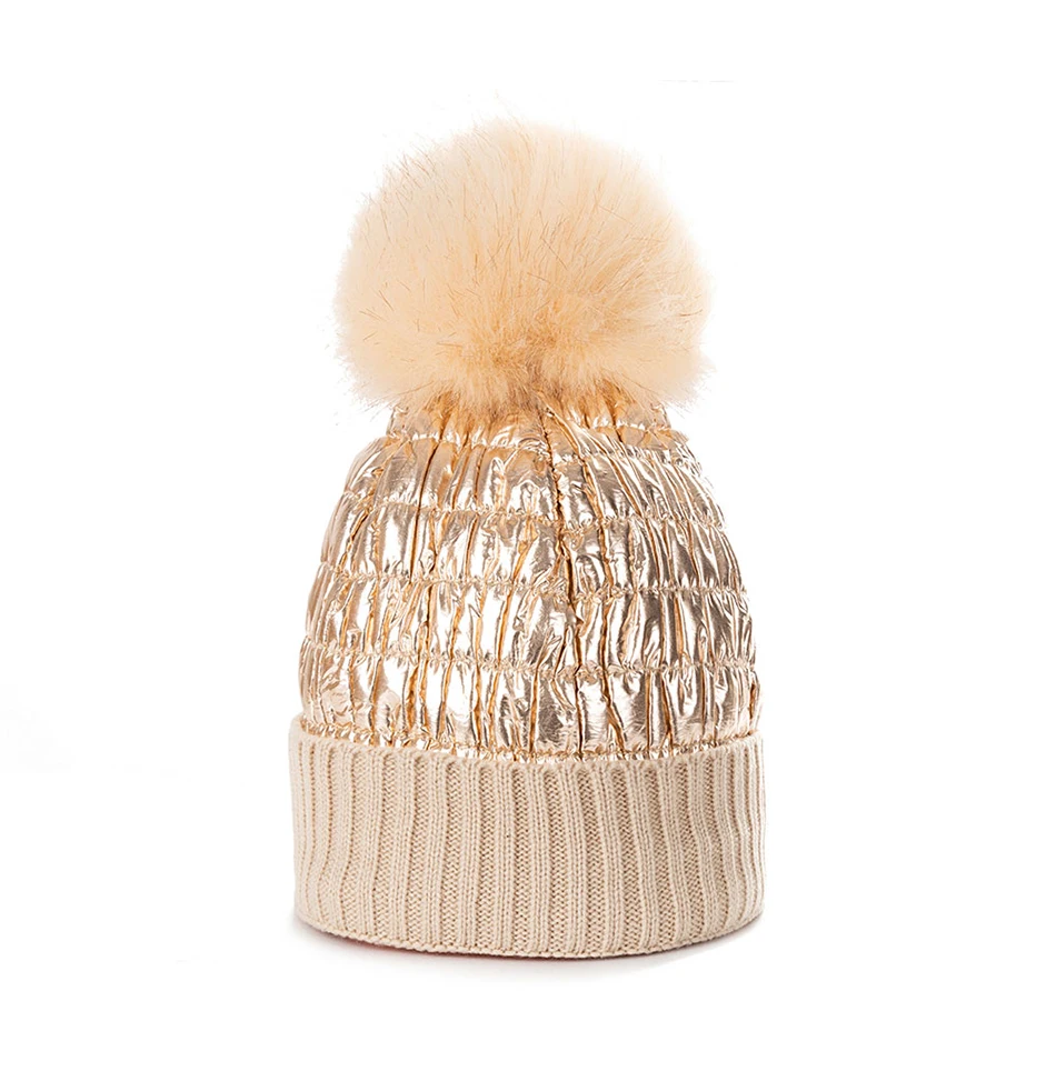 TRUENJOY, зимние женские шапки с помпонами, вязанная теплая шапка Skullies Beanies, женская модная дизайнерская ветрозащитная шапка