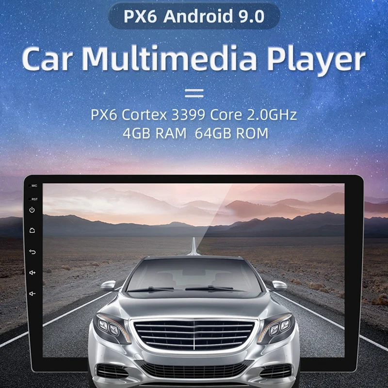 2Din Android 9,0 4G+ 64G PX6 шестиядерный автомобильный Радио Стерео gps навигация мультимедийный плеер Автомобильный Универсальный wifi Bluetooth аудио видео