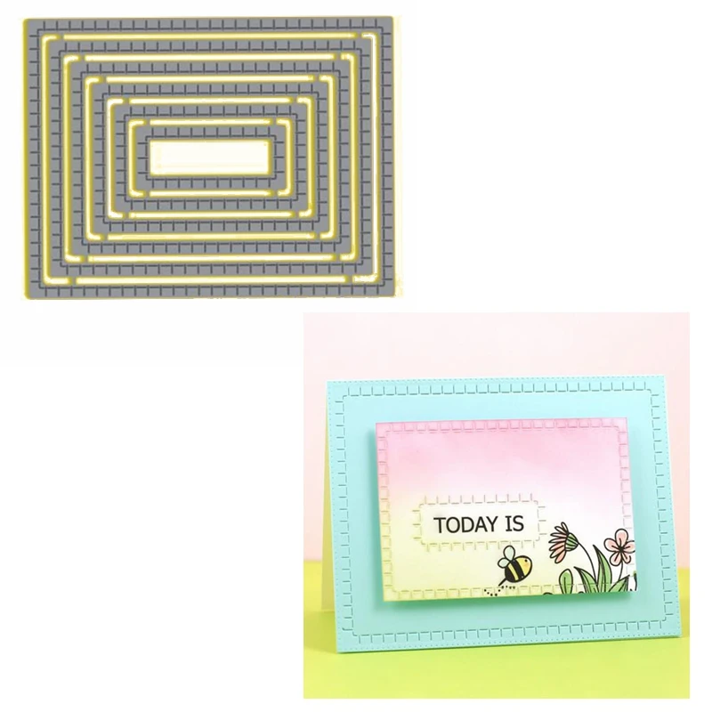 

6PCS/Set Square Frame Metal Cutting Dies Stencil For DIY Scrapbooking Album Making Craft Paper Cards Embossing Template 2019 New