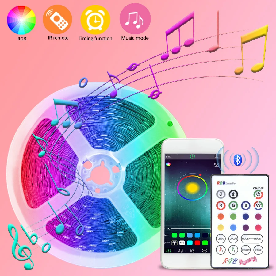 Светодиодная лента с Bluetooth 12 В 5050 RGB светильник 5 м 10 15 20 м|Светодиодные ленты| |
