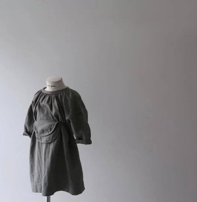 

Spring girls cottonleisure dress with bag princess dress girls dress Cotton Knee-Length