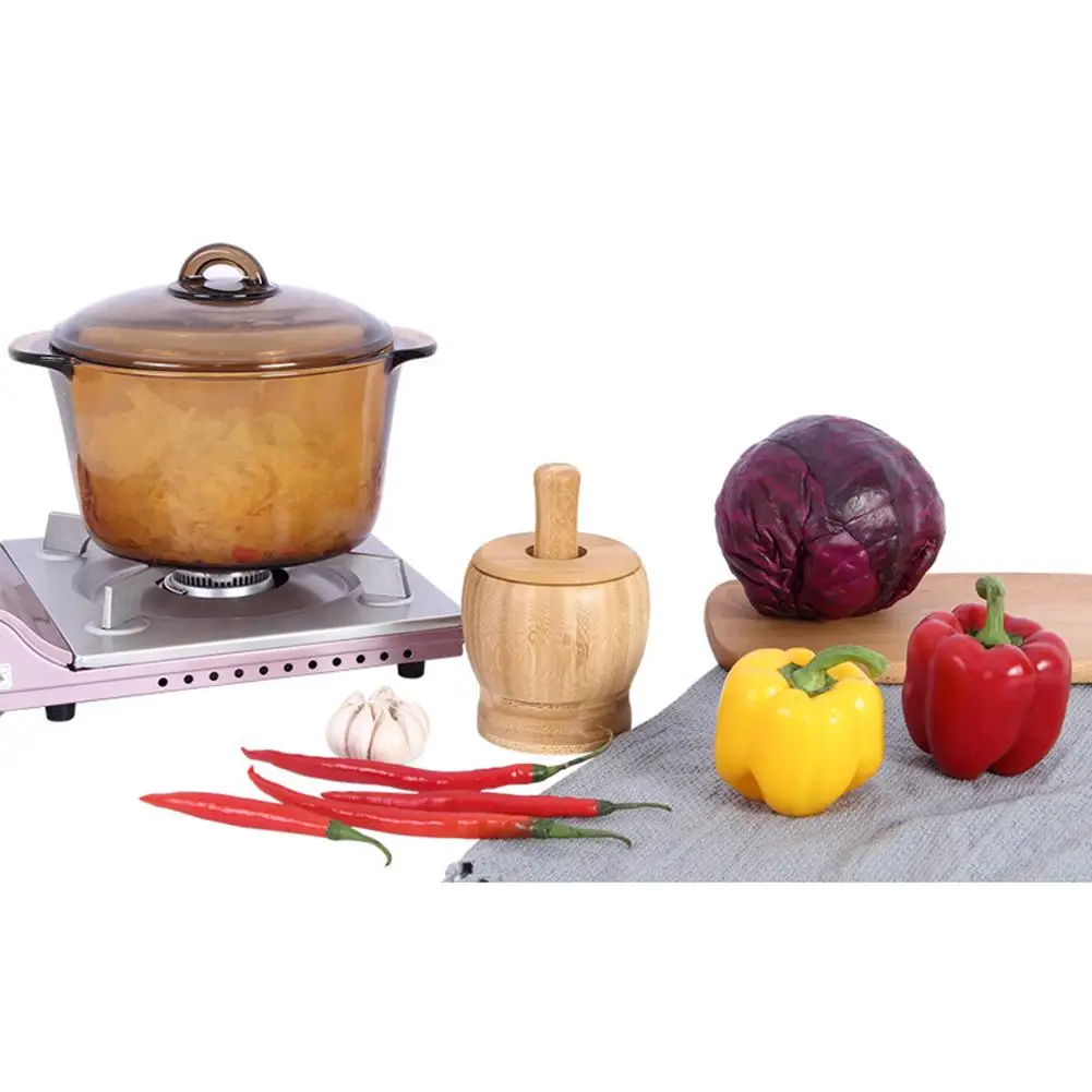 Давилка чеснока в японском стиле ретро Деревянный инструмент для размешивания ручной для специй горшок для размешивания лука чеснока кухонный инструмент