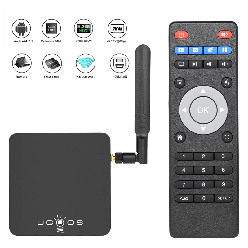 UGOOS AM3 Android 7,1 Marshmallow OS Smart tv Box 2 ГБ+ 16 Гб Amlogic S912 Восьмиядерный 2,4G и 5G WiFi H.265 VP9 UHD 4K медиаплеер