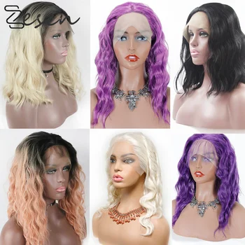 

Zesen Short Wavy Wigs for Black Women African American Synthetic Hair Purple Wigs Heat Resistant Cosplay Wig