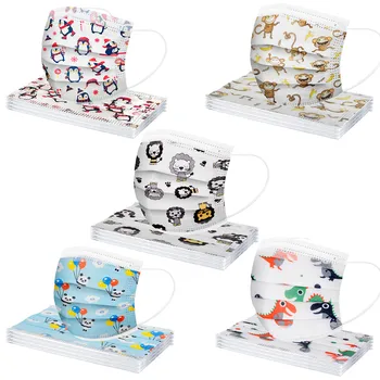

50pcs Children Face Mask Cartoon Printed soft skin-friendly Disposable Mouth Cover Mask Boy Girl Personal Thicken Mouth Mask