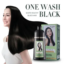 

500ml Natural Organic Plant Essence Black Hair Dye Shampoo Covering Gray Hair Permanent Hair Color Dye Shampoo