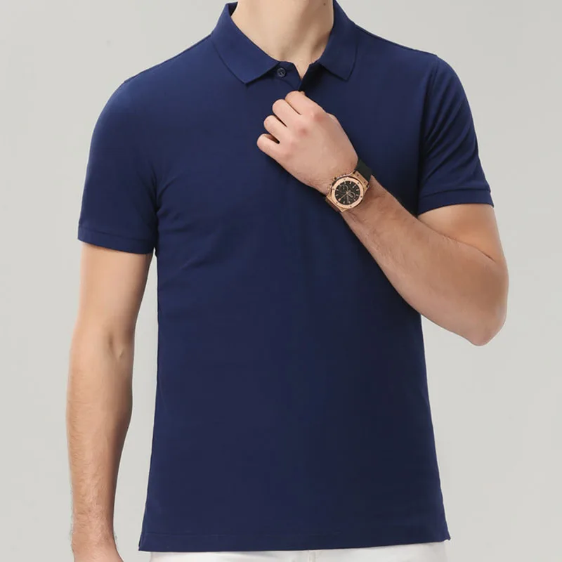 Navy blue Мужская и женская рубашка поло, хлопок, новинка, однотонная, летняя, Классическая, повседневная, короткий рукав, брендовая, высокое качество, Uniforme, на заказ - Цвет: Navy blue