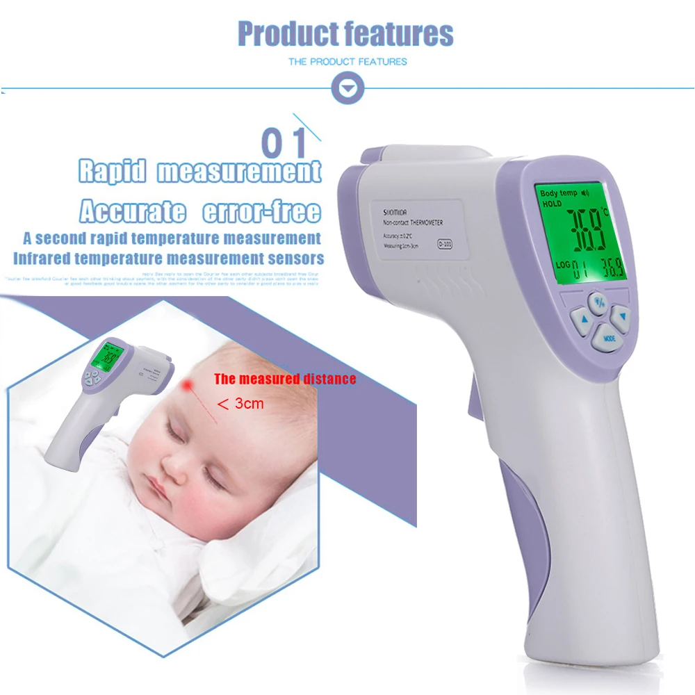 

Muti-fuction Baby/Adult Infrared Termomete Digital Forehead Body Thermometer Gun Non-contact Temperature Measurement Device