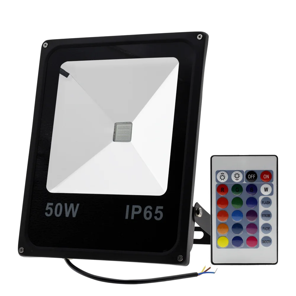 50W Светодиодный прожектор 220 В, 10 Вт, 20 Вт, 30 Вт, 50 Вт, RGB прожектор, наружный водонепроницаемый прожектор, отражатель с дистанционным управлением для сада - Испускаемый цвет: 50W
