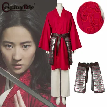 

Cosplaydiy Movie Mulan Costume Princess Hua Mulan Cosplay Fancy Dress Chinese Han style clothes Red Halloween Outfit Custom Made