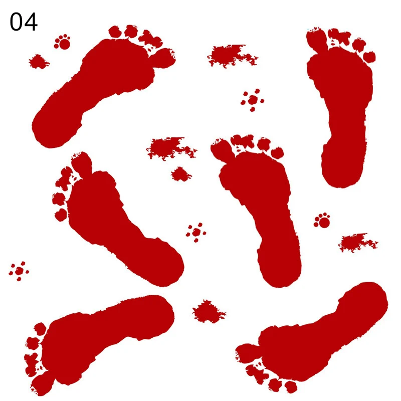04 blood footprint Имитация крови ручной печати ног наклейки ужас зомби Хэллоуин автомобиль Настенный декор двери Лучшая цена - Цвет: 04 blood footprint