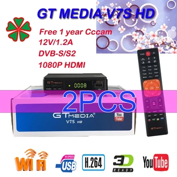 

2PCS Gtmedia V7S HD Satellite Receiver Support Europe Cline cccam for Spain DVB-S2 Satellite Decoder Freesat V7 Receptor tv box