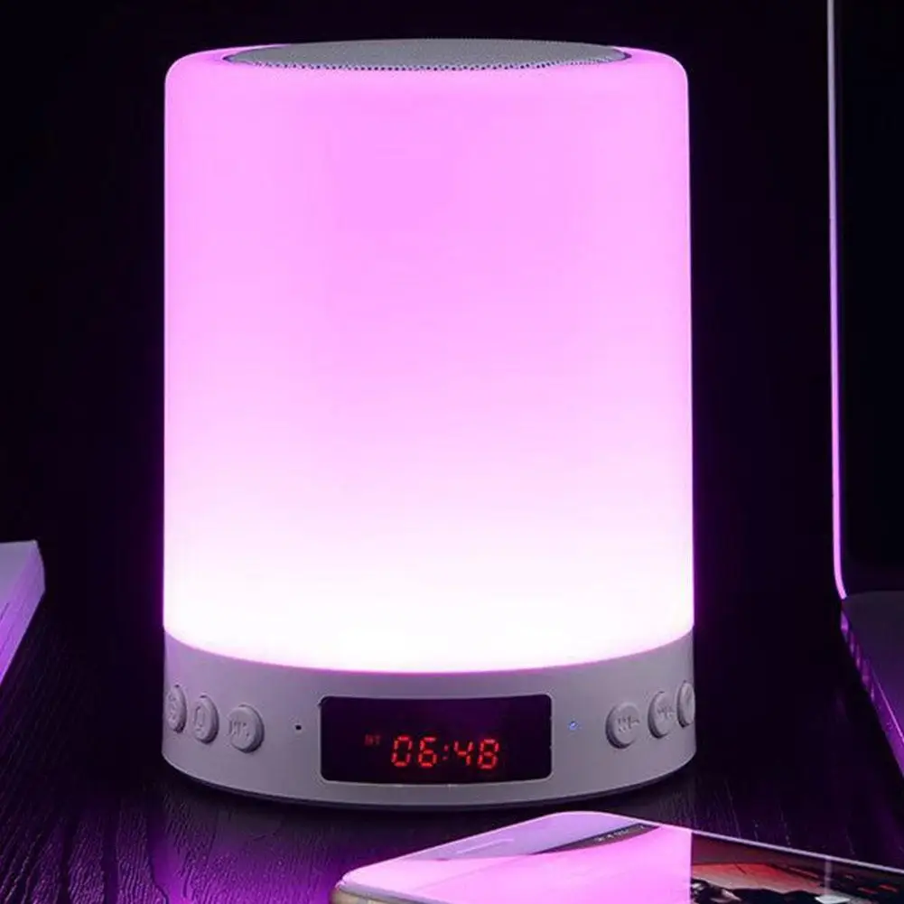 5 в 1 перезаряжаемая портативная прикроватная лампа Tacile настольная лампа Bluetooth динамик музыка USB FM радио Будильник цифровой светодиодный светильник