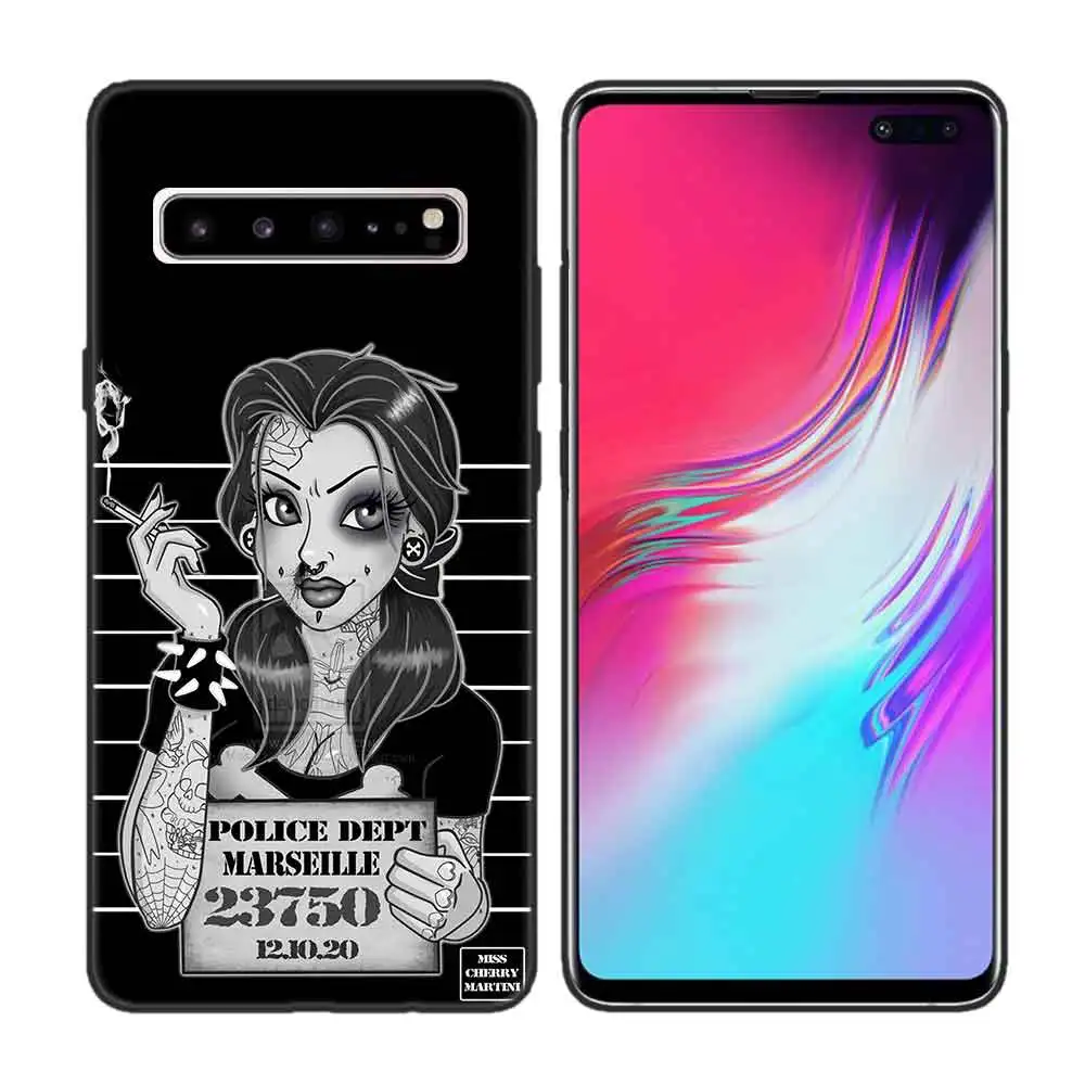 Черный Черный мягкий силиконовый чехол для samsung Galaxy S7 S8 S9 S10 5G S10E J4 J6 J8 M20 Note 8 9 10+ Edge Plus тату Alice Ari - Цвет: Черный