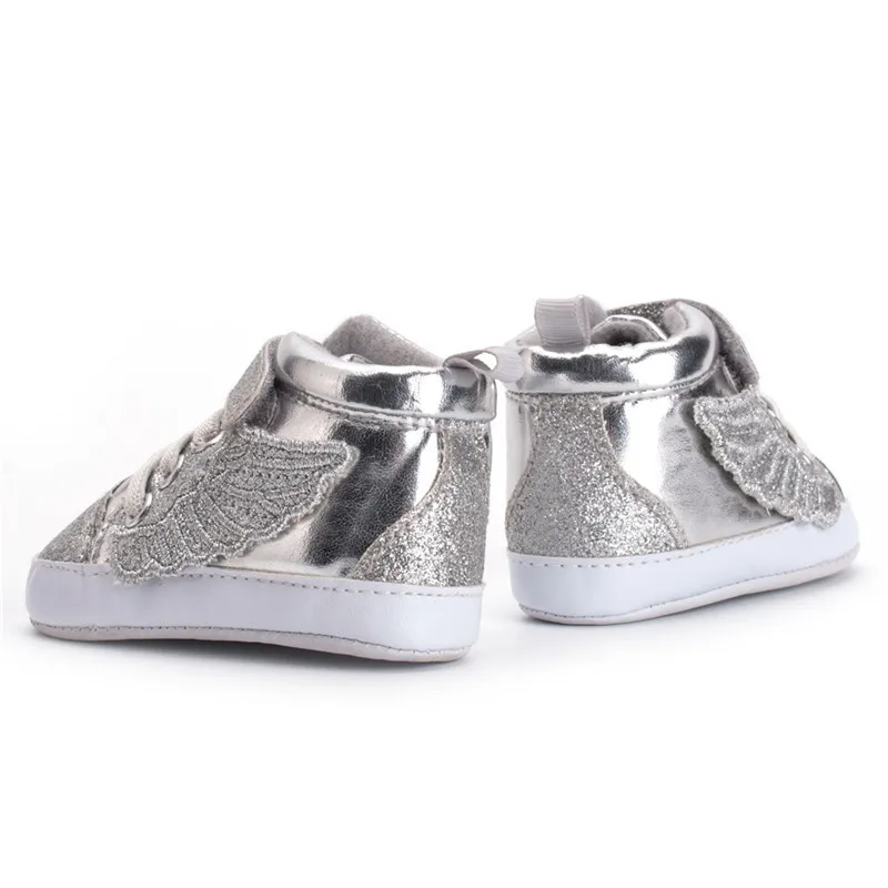 Infant Newborn Baby Girl Boy Shoes Anti-slip Fashion Baby Shoes Casual Walking Shoes Sliver Wing Bebek Ayakkabi First Walkers