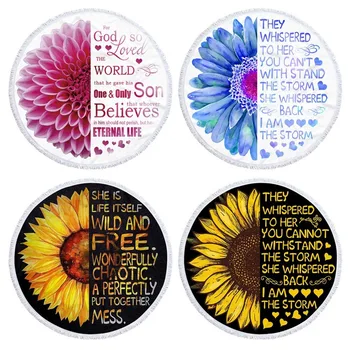 

Round beach towel 3D bath towel microfiber towel sunflower beach towel Adult Colorful Quicksand Pattern