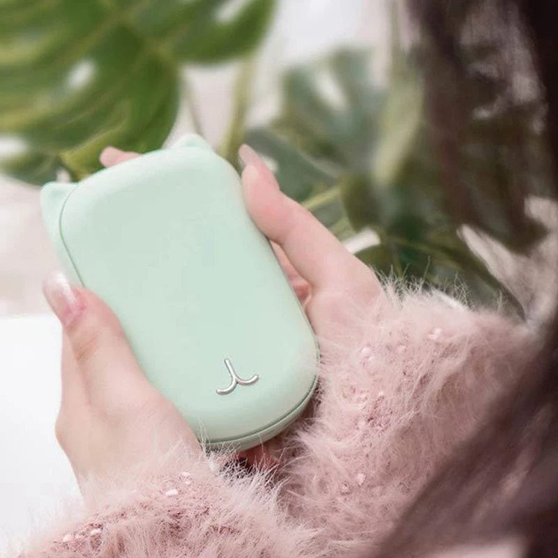 Симпатичный USB Перезаряжаемые грелка для рук и 3600Ma Мощность power Bank 5V Мини Портативный путешествия удобный с длительным сроком службы грелка для рук, работающая на зеленый