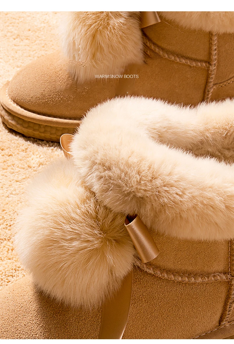 AOKANG/зимние сапоги женская обувь женские удобные теплые короткие плюшевый меховой мячик сапоги до середины икры женские зимние сапоги
